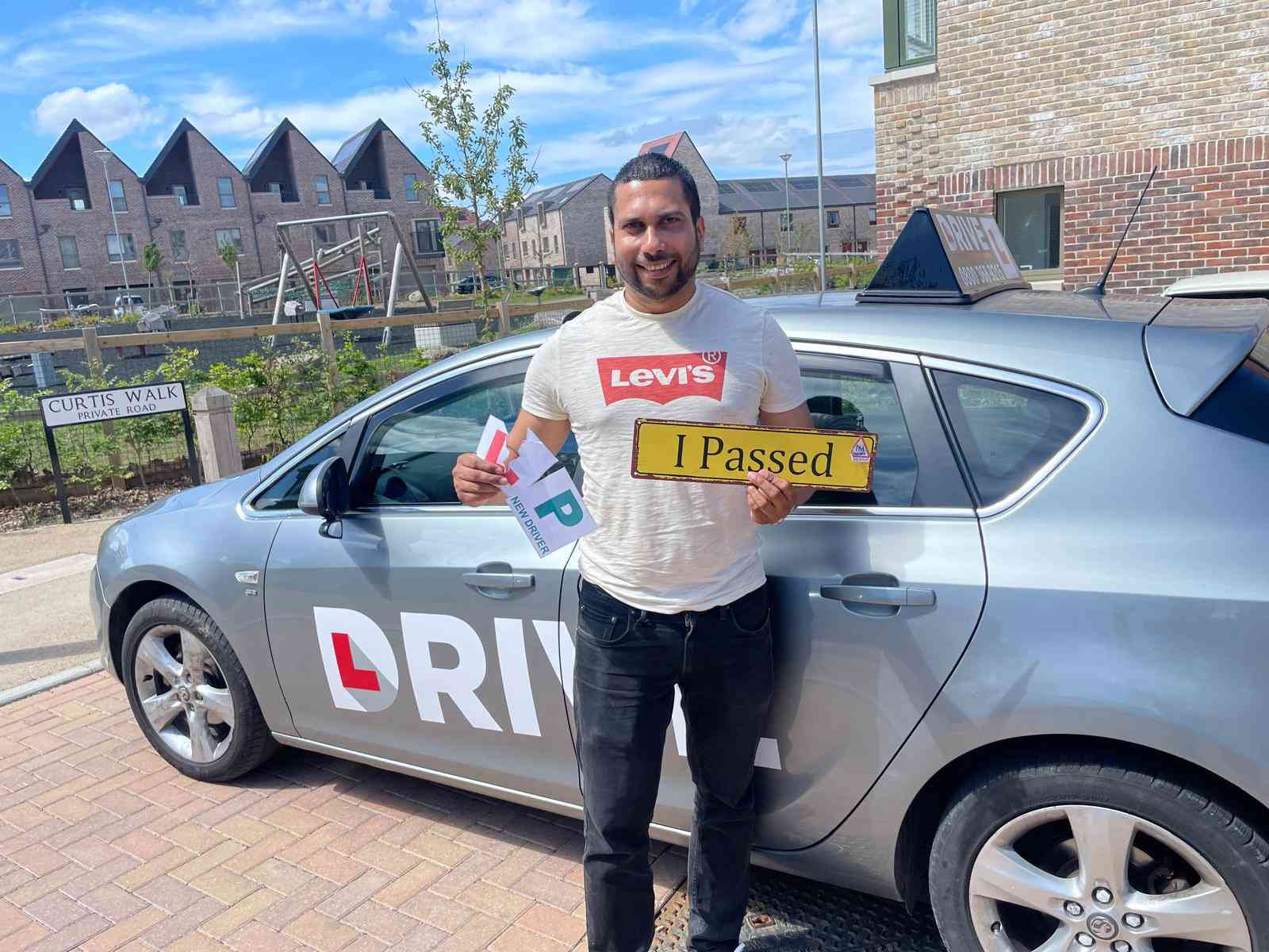 Elton after passing their driving test with JM Drive